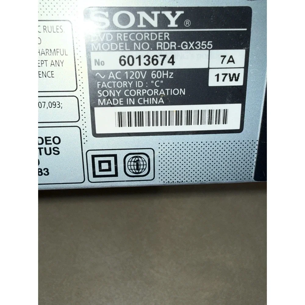 Sony DVD Recorder RDR-GX355 HDMI 720 / 1080i HD Link No Remote TESTED & Working!